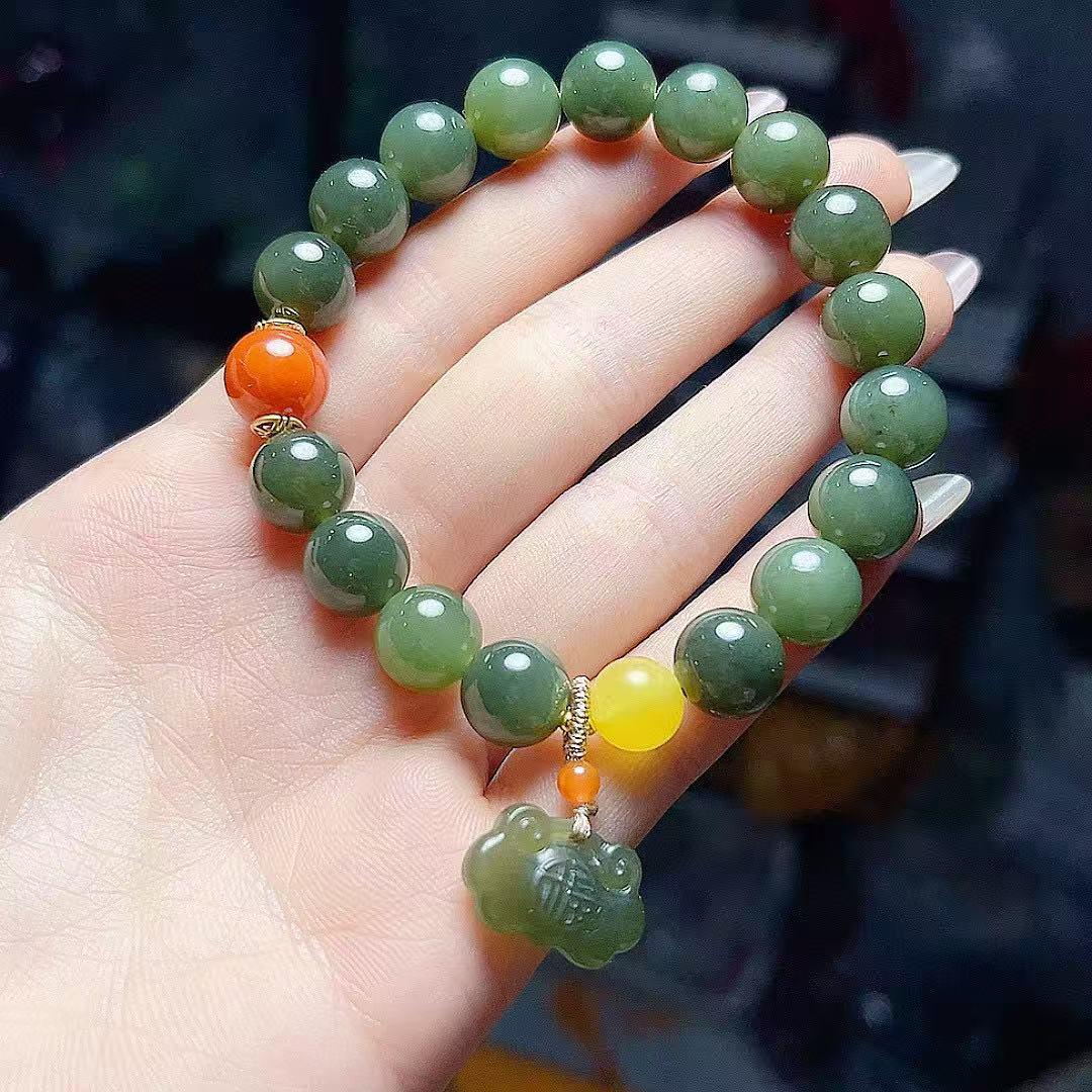 Exquisite Unisex Fu Lock Hetian Jade Bracelet: Simple, Versatile, Fashionable Style нефрита хэтянь