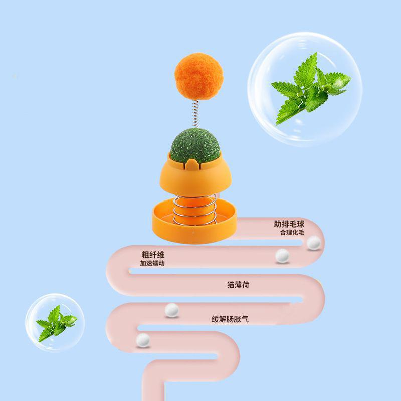 Catnip Stickers Rotatable Cat Licking Balls Edible And Healthy With Spring Ball Catnip Bubbles Lickable For Cats Catnip Ball Toy