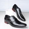 New Men's Pointed Toe Dress Shoes Glossy Leather Stone Pattern British Style Comfortable Business Casual Formal Shoes for Men