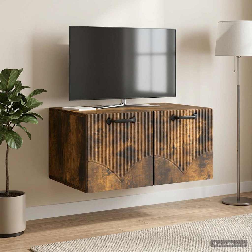 Wall Mounted TV Cabinet Smoked Oak 59.5 x 41 x 30 cm