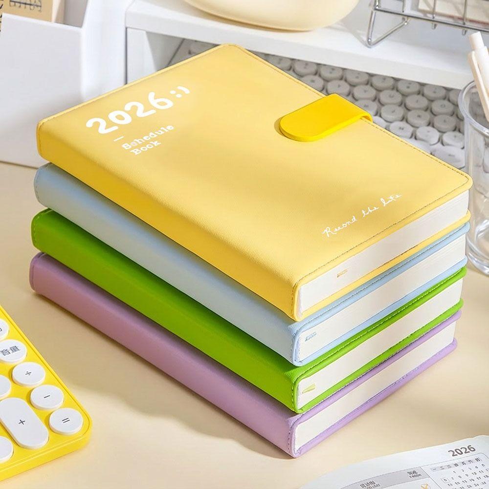 Portable A5 2026 Schedule Book To Do List Planner Reminder Agenda Book Textured PU Daily Planner Office Supplies