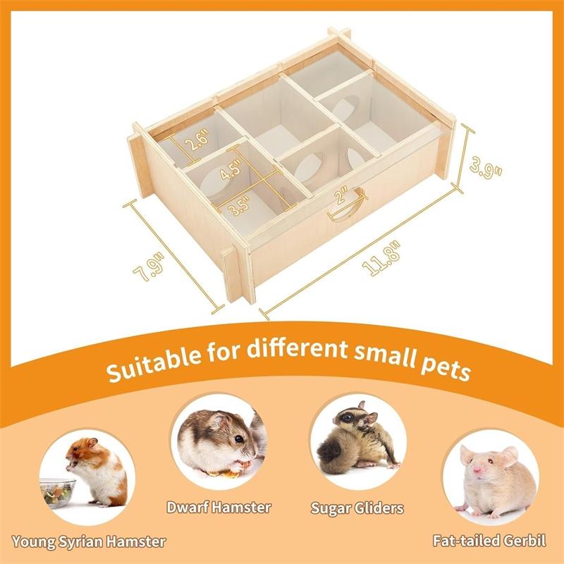 Solid Wood Hamster Maze Toy Creative Hideout Exploration Playset For Hamster Owners Small Pets Cage Habitat Decor Cozy Gift