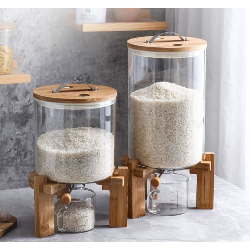 Rice Container, Rice Dispenser, Storage Container with Measuring Cup, Rice Storage Tank, Rice Case, Rice Storage Container, Airtight and Moisture-Proo