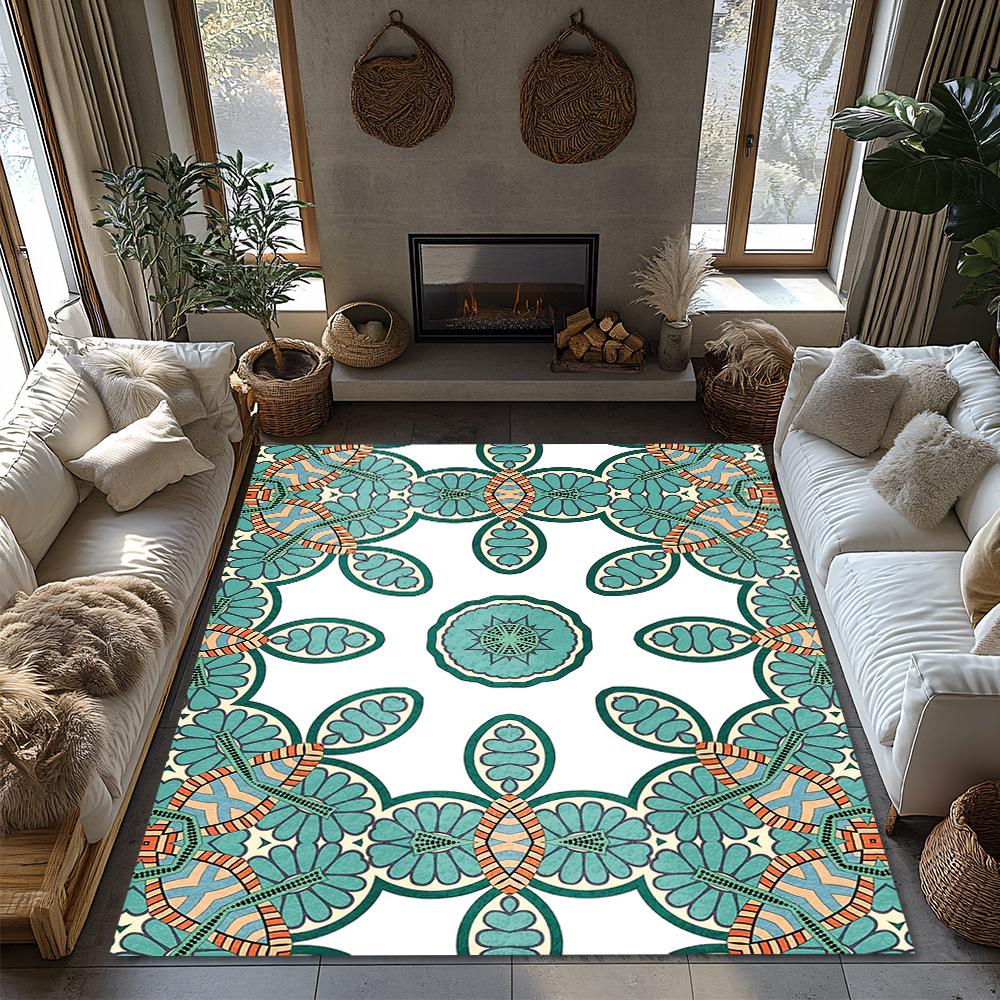 Floral Area Rug Non-Slip Indoor Outdoor Mat Washable Modern Bohemian Carpet Living Room Decor Home Decor Rugs for Bedroom