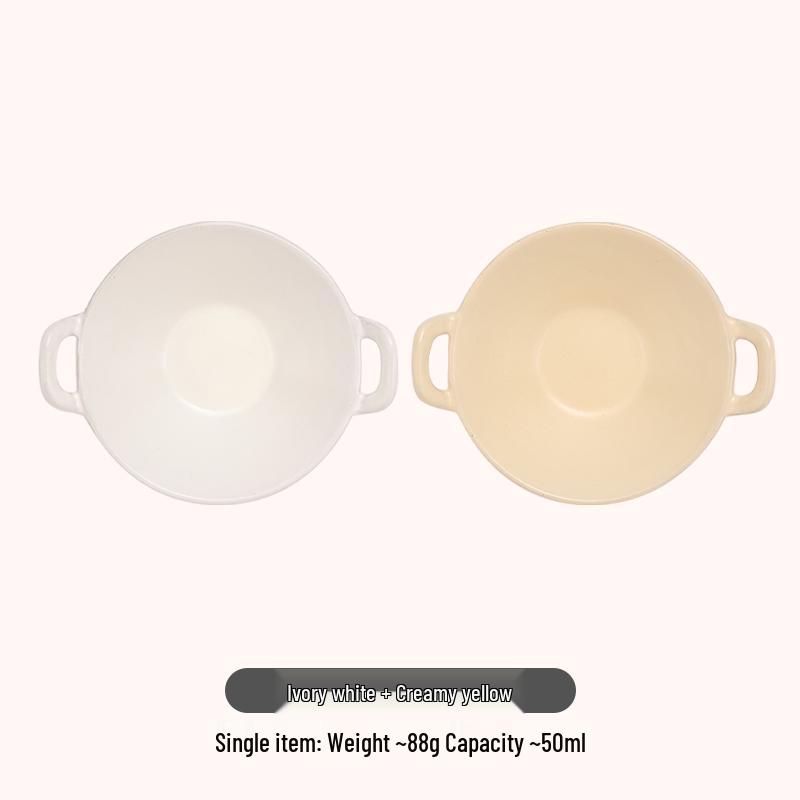 Double-Eared Ceramic Dipping Dish for Sauces and Snacks