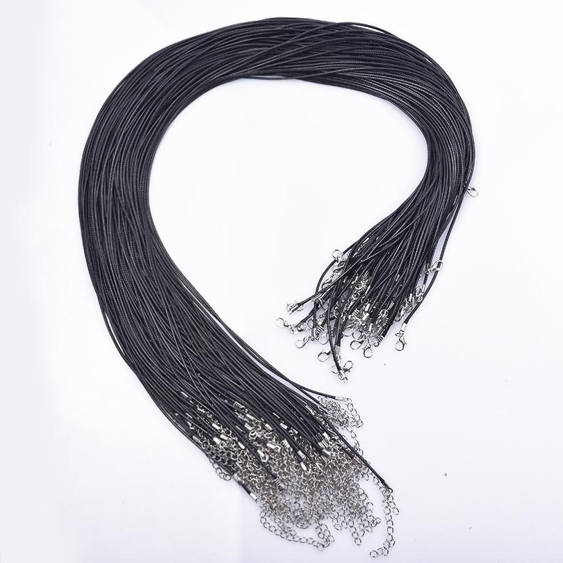 102030 Stück DIY Lederkordel für Anhänger 50 cm lang Halskettenseil Schwarze Farbe Geflochten Damen Herren Choker Verstellbar Hummerverschluss