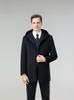 Men's Double-Faced Wool Coat with Detachable Down Liner - Lapel, Thick, Medium-Long, Casual Outerwear for Autumn & Winter.