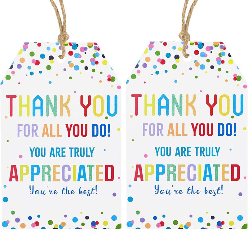 50pcs/100pcs Thank You Tags,White Paper Thank You Gifts Tags with String for Wedding Favor,Thanksgiving Day,Gifts Wrapping,Party