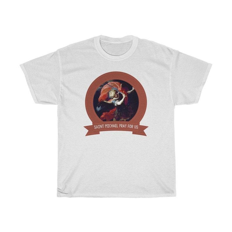 Ангел Ст. Католическая футболка Майкла Унисекс Футболка из плотного хлопка Унисекс Св.. Майки с религиозным принтом «Ангел Михаила» S