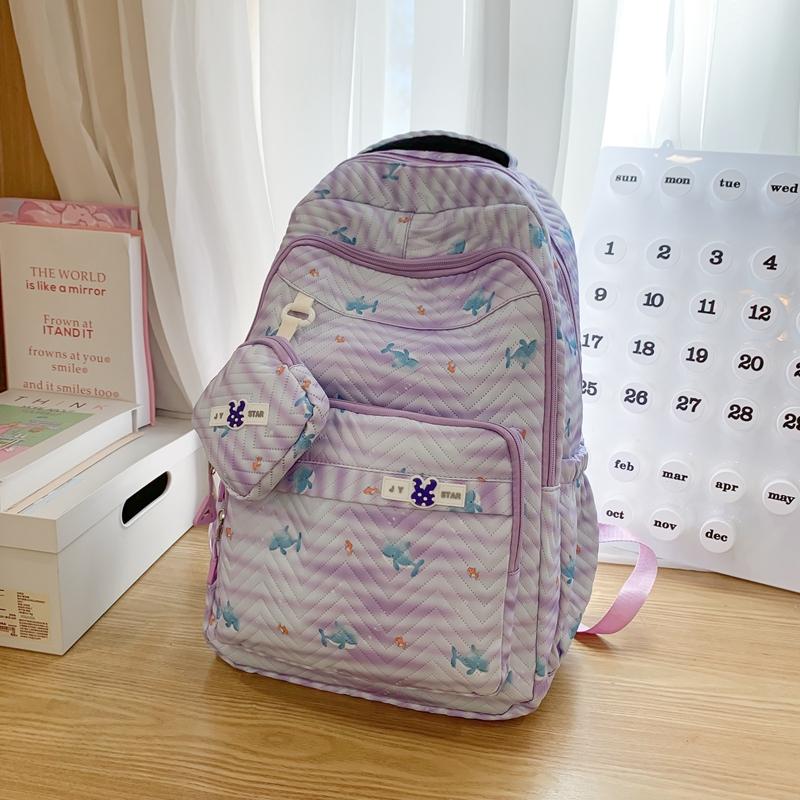Zebra Print Backpack Women's Large Capacity Backpack Student School Bag with Coin Purse