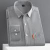 Men's Solid Color Oxford Cotton Yellow Button-Down Long Sleeve Shirt for Spring/Autumn Layering