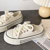 Milk white platform canvas shoes 2025 new summer new niche height increase casual board shoes pedal white shoes women's tide
