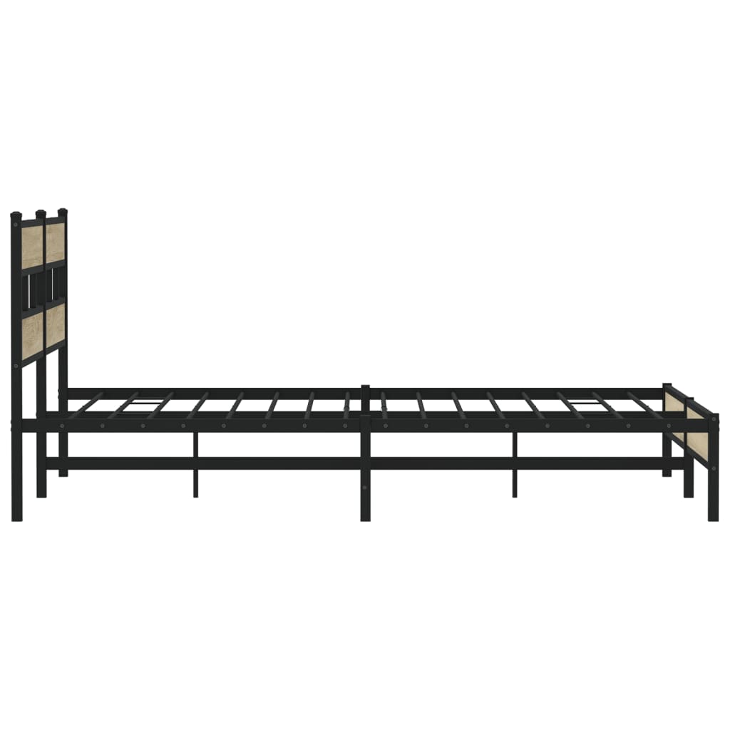 Metal Bed Frame Without Mattress Sonoma Oak Finish 183 X 213 Cm