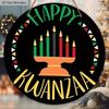 Happy Kwanzaa Simple Wooden Sign - Classic Round Sign for Front Door, Wall Hanging Decor - Ideal Kwanzaa Decoration
