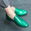 New Mens Patent Leather Shoes Fashion Glitter Green Loafers Shoes Men Casual Moccasin Shoes Man Slip On Flats mocasines hombre