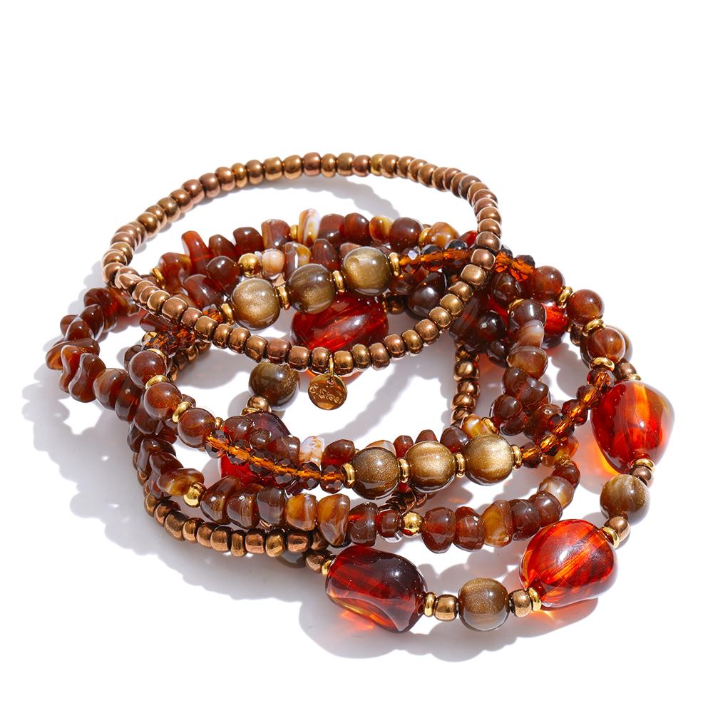 

Yhpup Waterproof 2025 Handmade Beads Bohemia Jewelry Autumn Winter Stainless Steel Layered Resin Chain Bib Statement Necklace