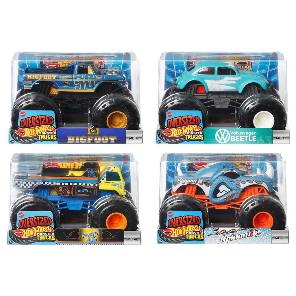 Hot Wheels Monster Truck Big Size Assorted Vehicle Toys Mini Cars 4 Cars Box Sold 3 Years Old and Up Multi 124 987E-FYJ83