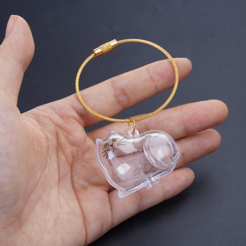 Acrylic Pet Hair Keepsakes Display Box With Rope Cats Furs Collectible Storage Container Keychain Pendant Home Decors
