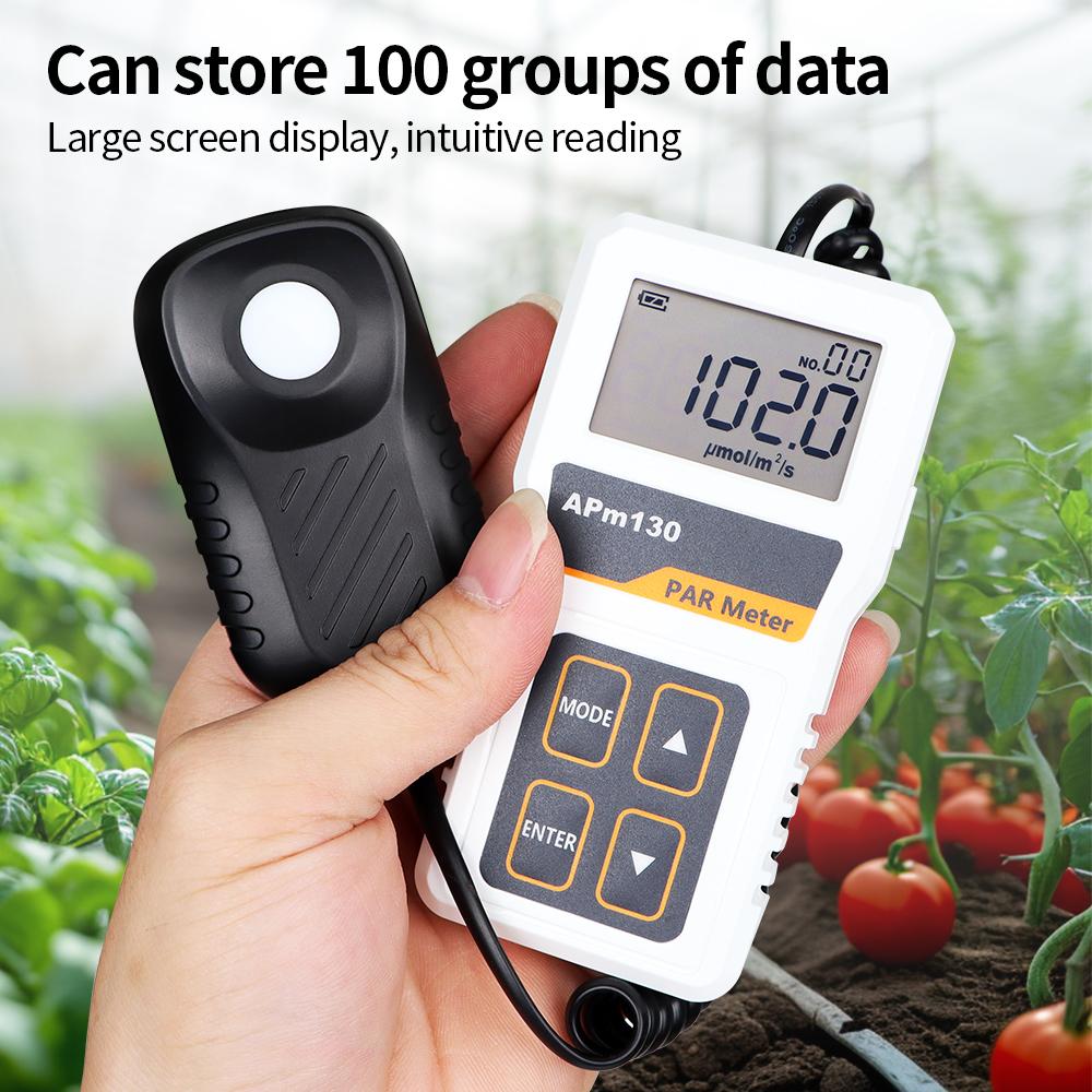APM130 PAR Meter Light Intensity Energy Meter Optical Quantum Meter Split Type Sensor Light Energy Monitor for Plants Greenhouse
