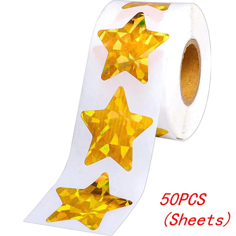 50-500pcs Colorful Star Stickers for Kids Reward School Classroom Adhesive Holographic Star Stickers for Teachers DIY Cr Practical Use