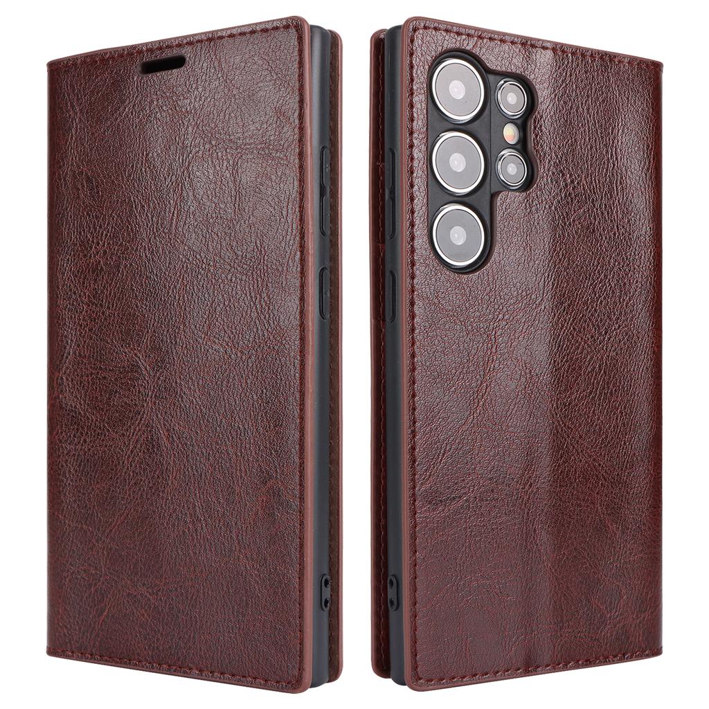 For Samsung Galaxy S24 Ultra Case Crazy Horse Texture Split Leather Phone Cover