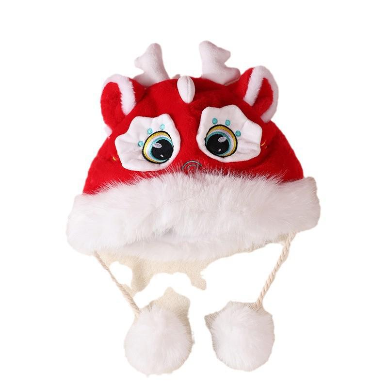 Kinder Plüsch Drachenmütze mit Ohrenschutz - Winter Warm Cartoon Stil für Jungen, Mädchen, Babys