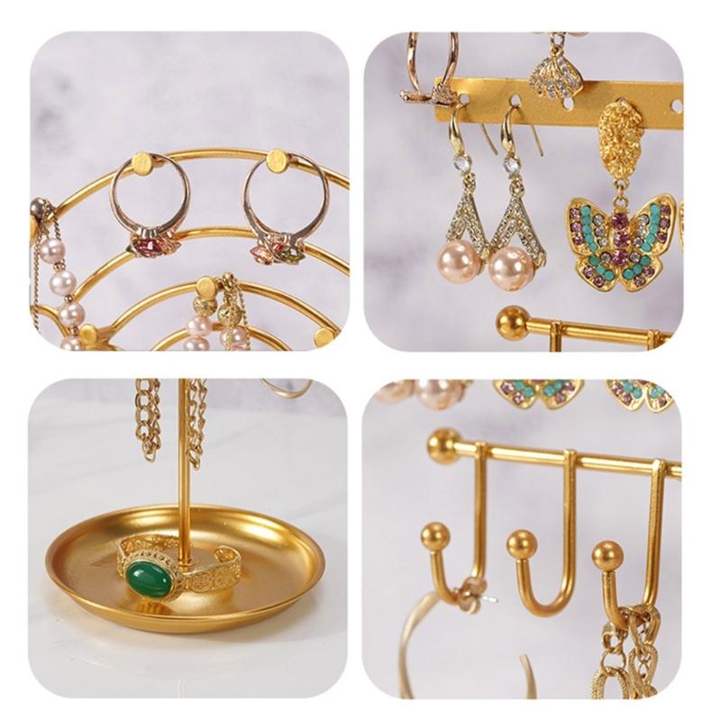 Space Saving Jewelry Organizers Practical Necklace Holder Stylish Storage Rack Alloy Texture Suitable for Earrings