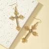 European & American Style Diamond Inlaid Cross Earrings for Women