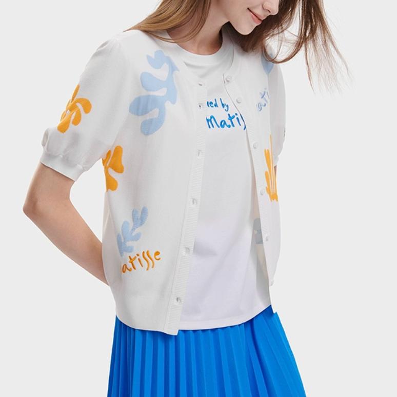 FILA 2023 New Summer Casual Literary Versatile Knitted Jacket Women outerwear White F11W338401F-WT