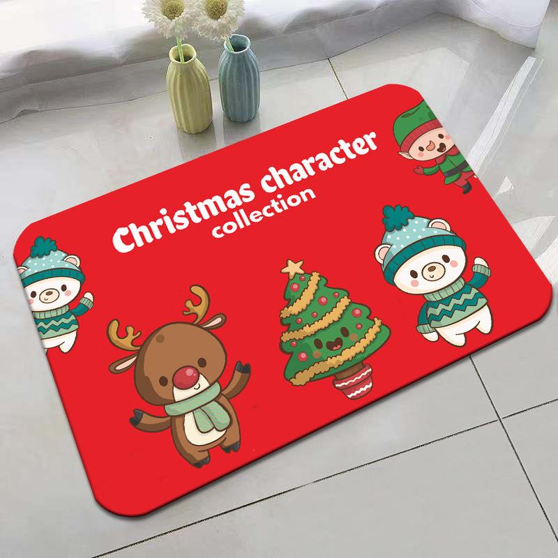 Christmas Door Mat Entry Door Mat Home Festive Cartoon Mat Non-Slip