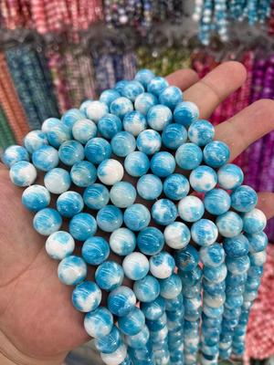 Handmade Blue Persian Jade Sea Stone Bracelet String Jewelry for Men and Women - DIY Woven Crystal Agate Beads.
