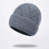 Autumn and winter new pure wool knitted hat warm hat men's fleece thickened adult hat men's cold hat
