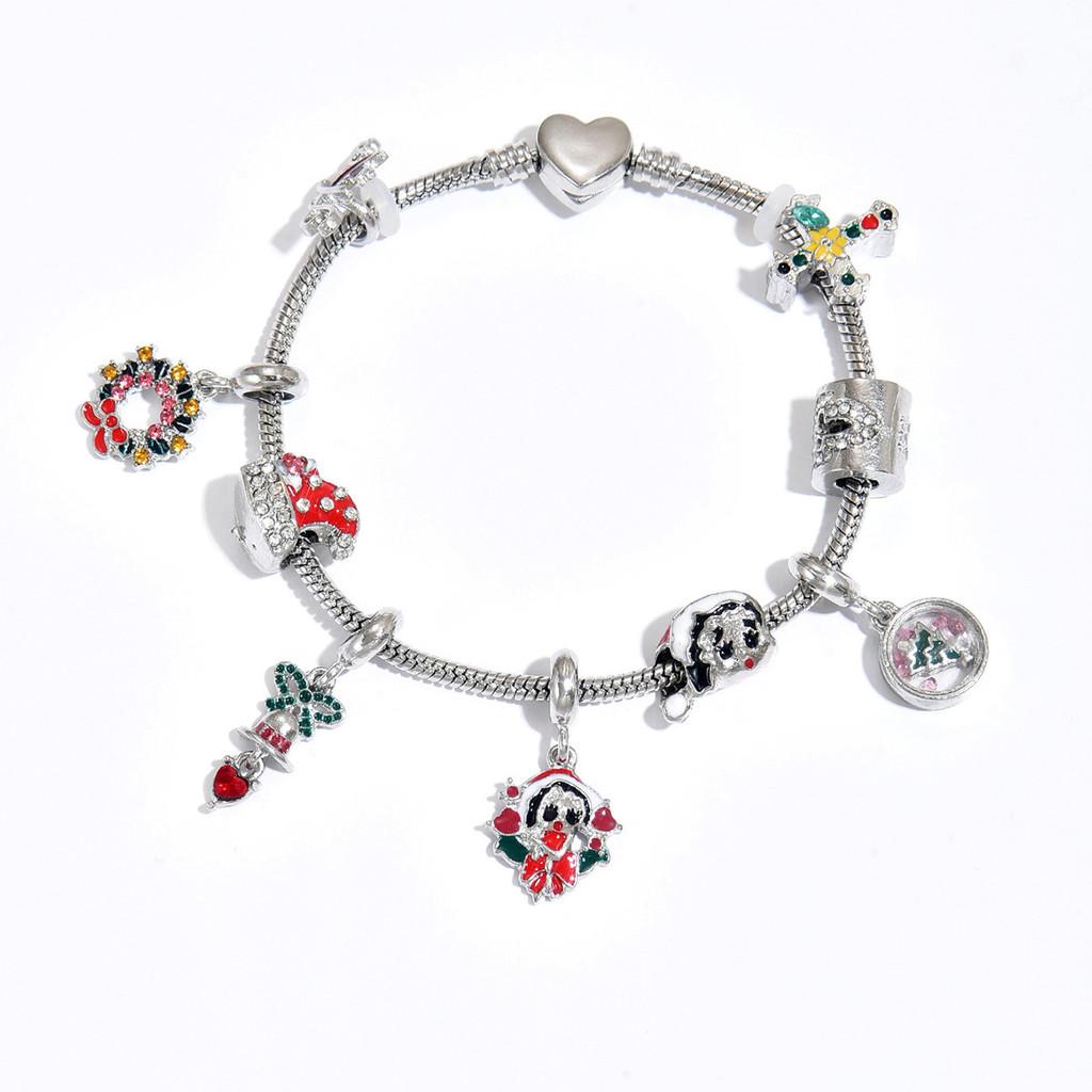 Christmas Holiday Bracelet Set With Cartoon Santa Bells For Unisex Gift Giving