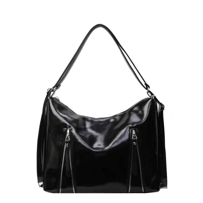 Solid interior compartment shoulder bags with stitching line  fashionable high-quality women's bags with zipper PU feminine bags