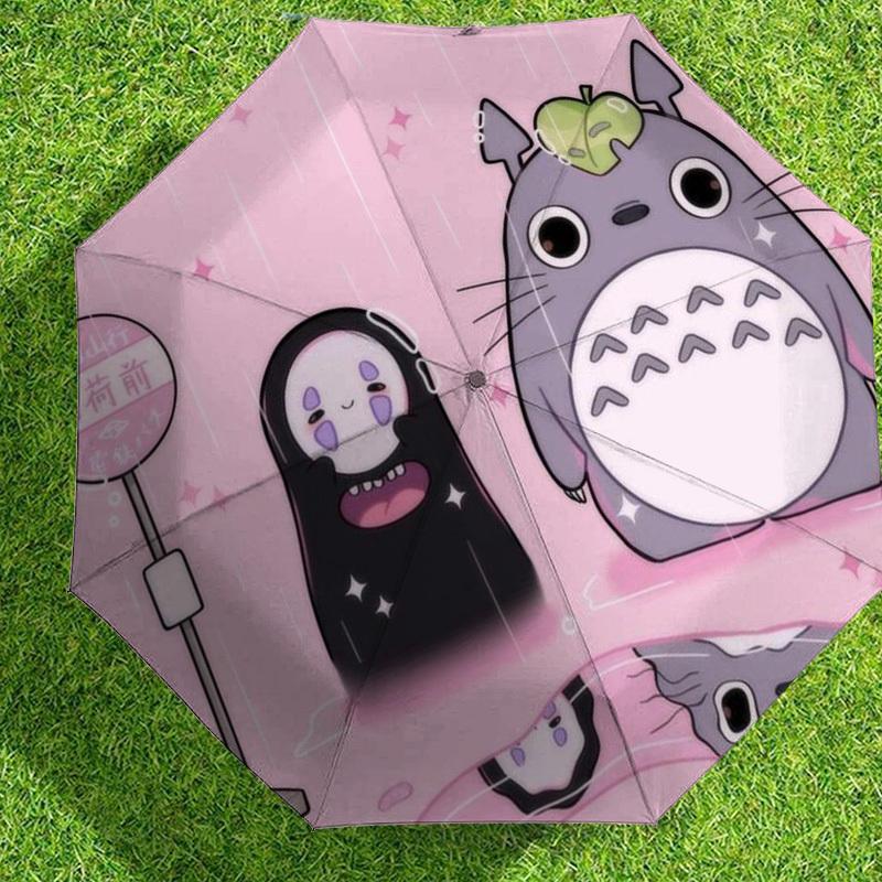 1 Stück Totoro Kein Gesicht Automatischer Faltregenschirm, Robuster 8-Rippen-Eisenrahmen, Geeignet für Reisen, Täglichen Gebrauch, Geburtstag, Dekorationsgeschenk m0104061