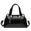 Women’s Crocodile Texture Top Handle Bag with Gold Buckle Casual Chic Shoulder Handbag for Daily Office Use