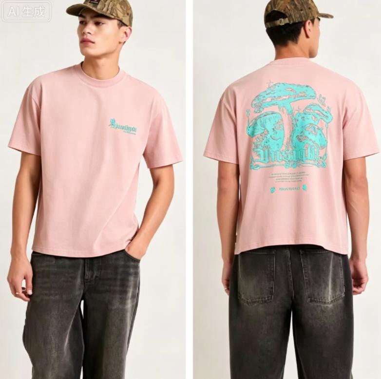 2026 New Roundneck Tshirt Gothic Style Mushroom Pattern Suitable For Both Men And Women Short Sleeve Tshirt