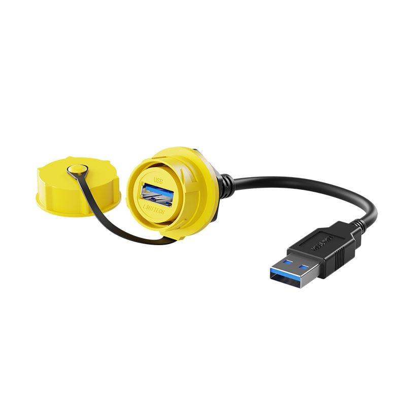 USB2.0 USB3.0 Screw Lock Waterproof USB Aviation Connector Socket Female To Male Industrial Data Extension Cable 0.3M 0.5M 1M