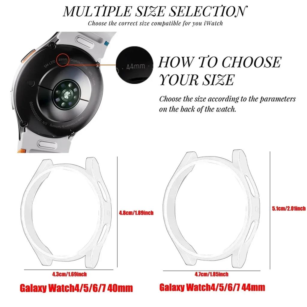 Tempered Glass+ PC Cover for Samsung Galaxy Watch 7 6 5 4 44mm 40mm All Coverage Protective Bumper Case Galaxy Watch Accessories