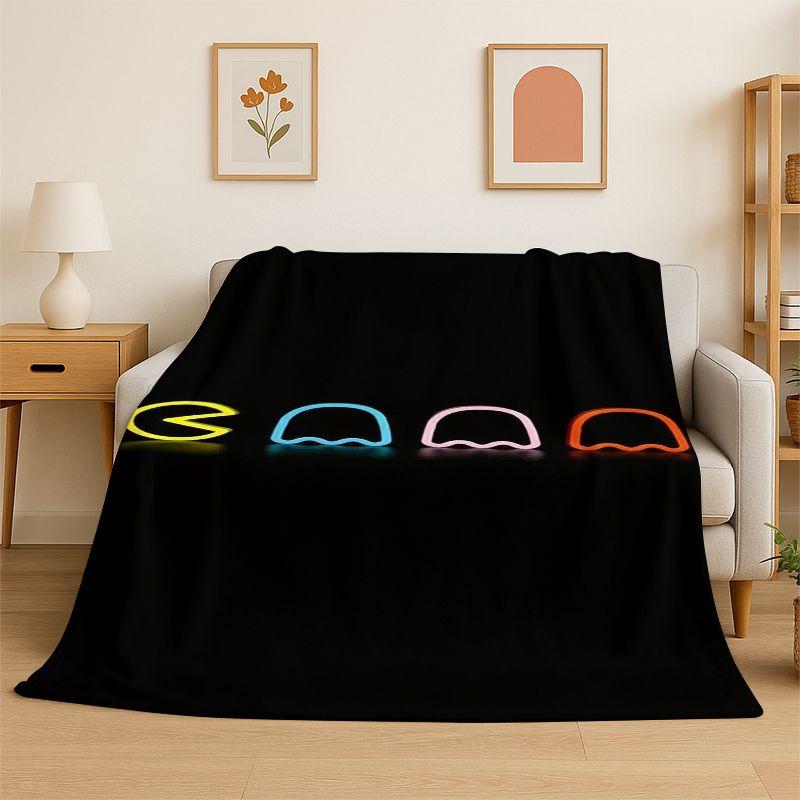 Retro P-Pacman Game Soft Flannel Throw Blanket,Cozy Blanket for Bed,Couch,Sofa,Bedroom,Living Room,Travel,Picnic  Camping