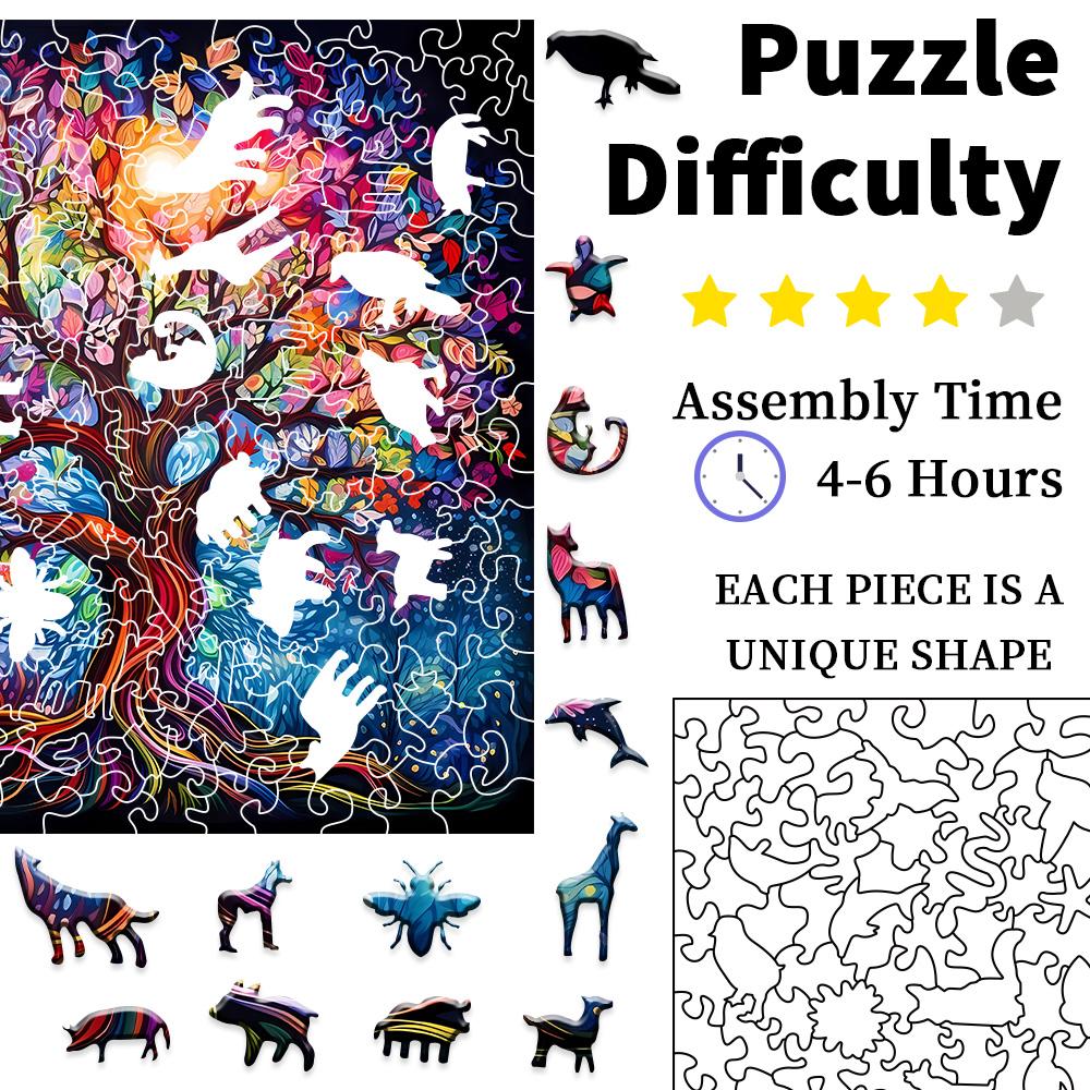 Best-selling The Tree of Life Theme Wooden Jigsaw Puzzles Irregular-shaped Puzzle Piece Educational Toys Suitable for Teens