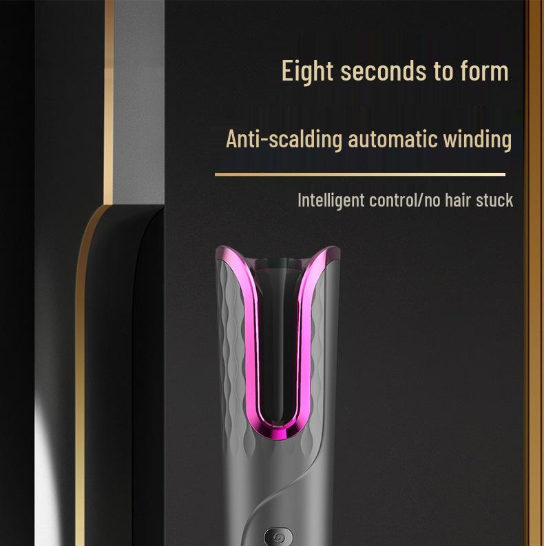 Wireless Automatic Rotating Curling Iron with LCD Display