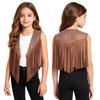 Children‘s Cowboy Fringed Vest Sparkling Rhinestones Sleeveless Open Front Waistcoat for Stage Performance Rodeo Party