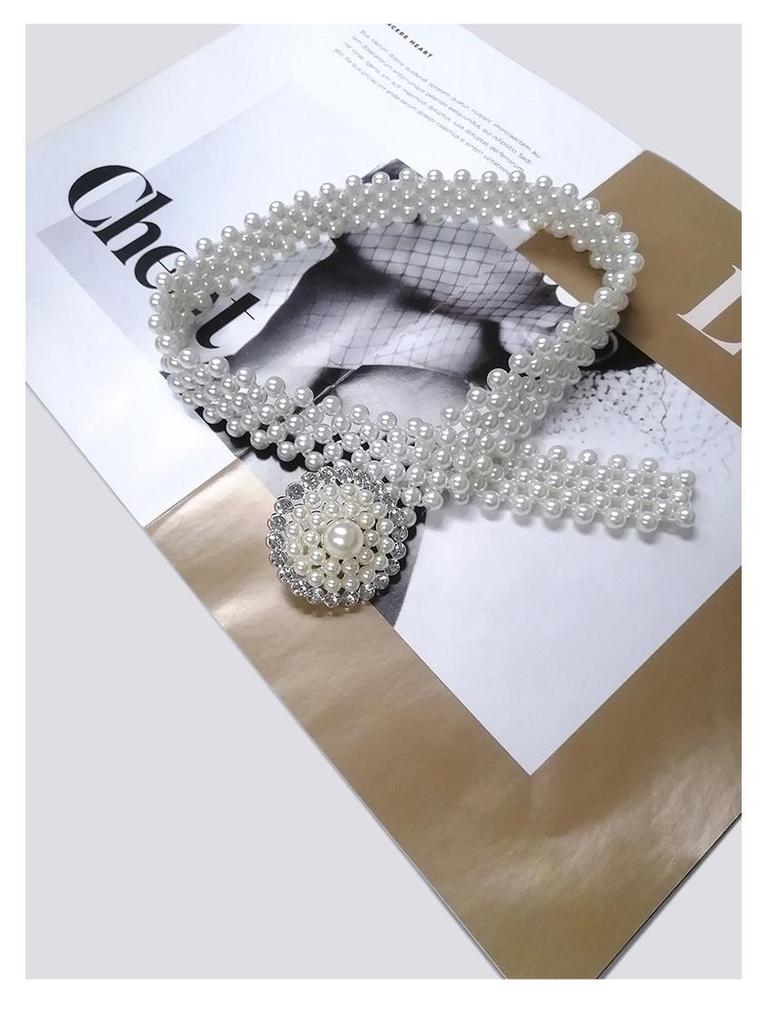 Eleganter Perlen Damen Elastischer Taillengürtel für Röcke und Kleider - Vielseitiges und Schlichtes Kettendesign