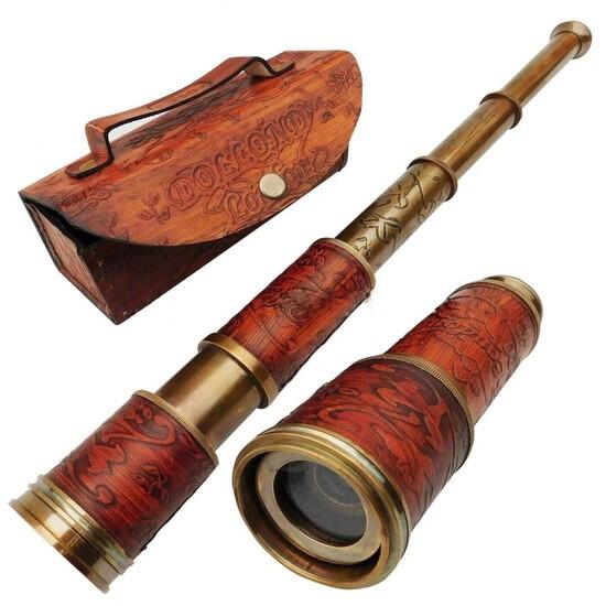 Antikes Messing Piraten Fernrohr Teleskop 16 Zoll Vintage Nautische Lederumwicklung Zielfernrohr Entdecker Geschenk Dekoration