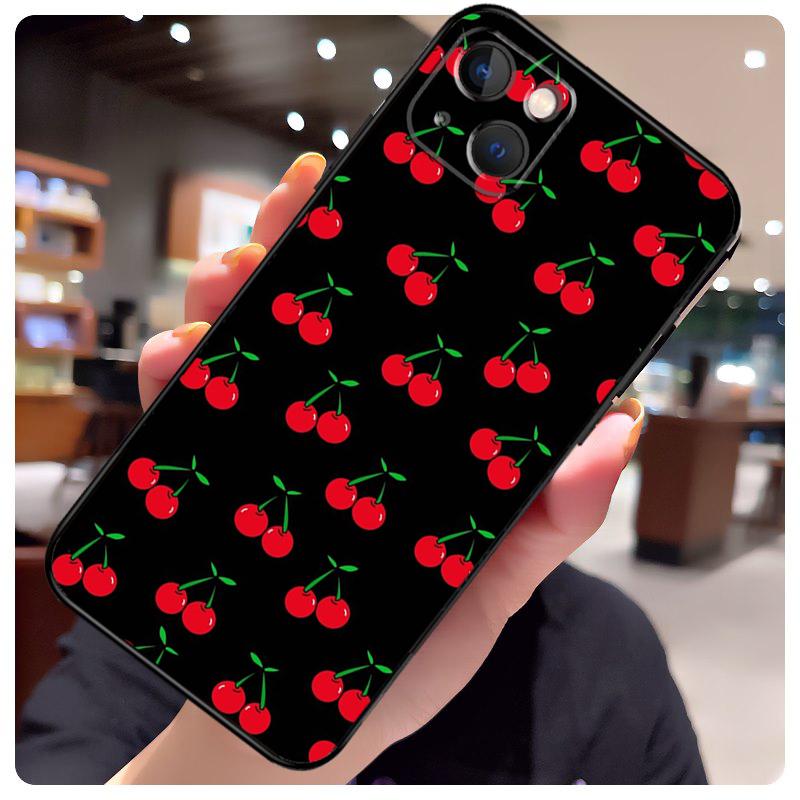 Cherry Pattern Case For iPhone 15 Pro Max 14 13 12 11 16 17 Pro Max mini 15 16 Plus 16e 17 Air Phone Cover