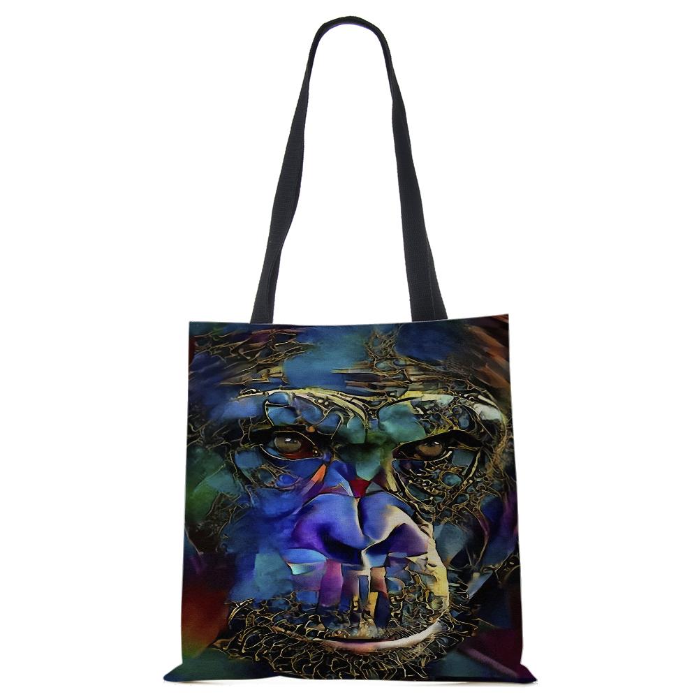 Spaudinys ant drobės nešiojamas ant peties krepšio leopardo pelėda, daugkartinio naudojimo laisvalaikio pirkėjo rankinė 2022 m. Moterų kelionių mokyklos sulankstomi paplūdimio krepšiai