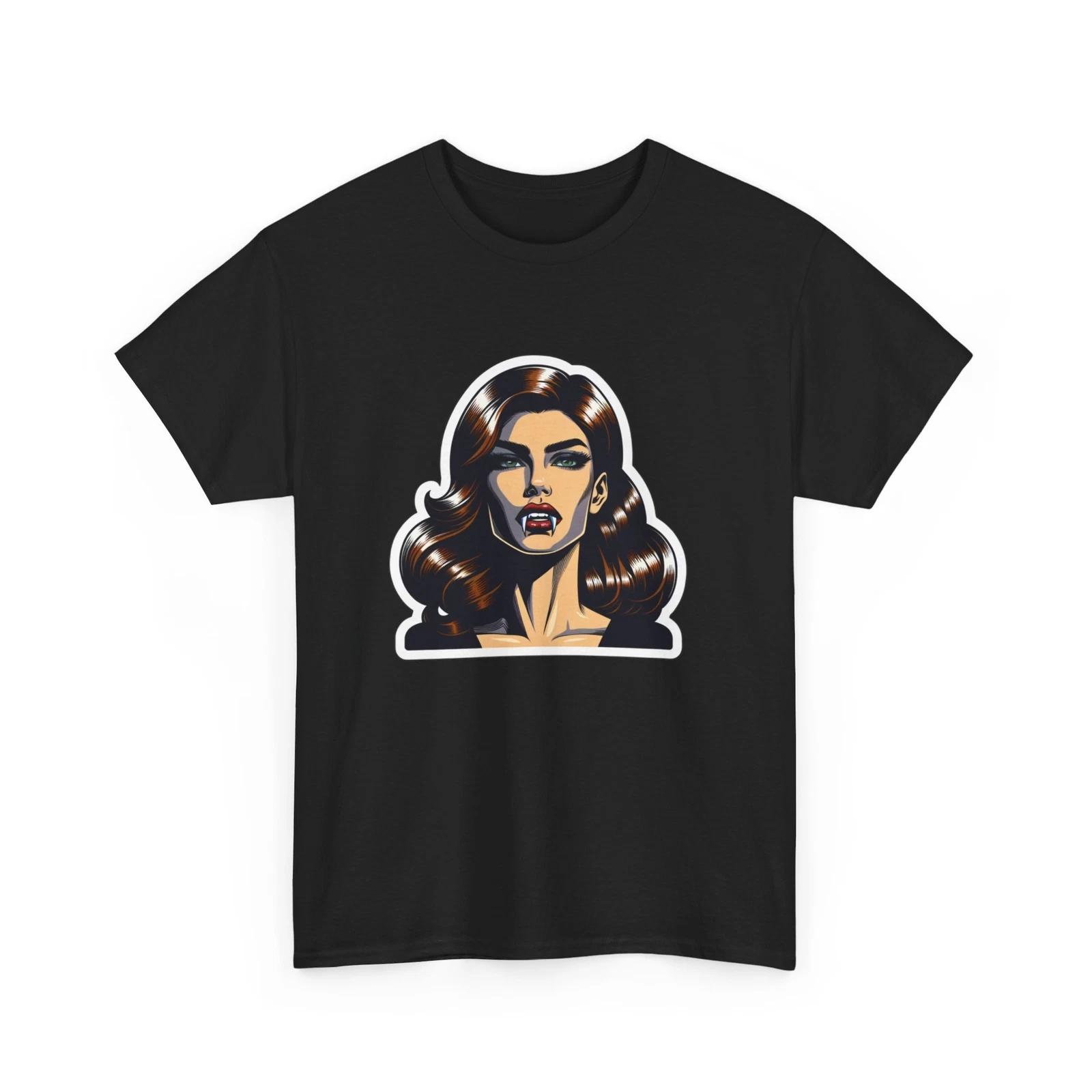 Unisex Adult T Shirt Pop Art Sexy Vampire Portrait Comic Book Style Retro Tee L