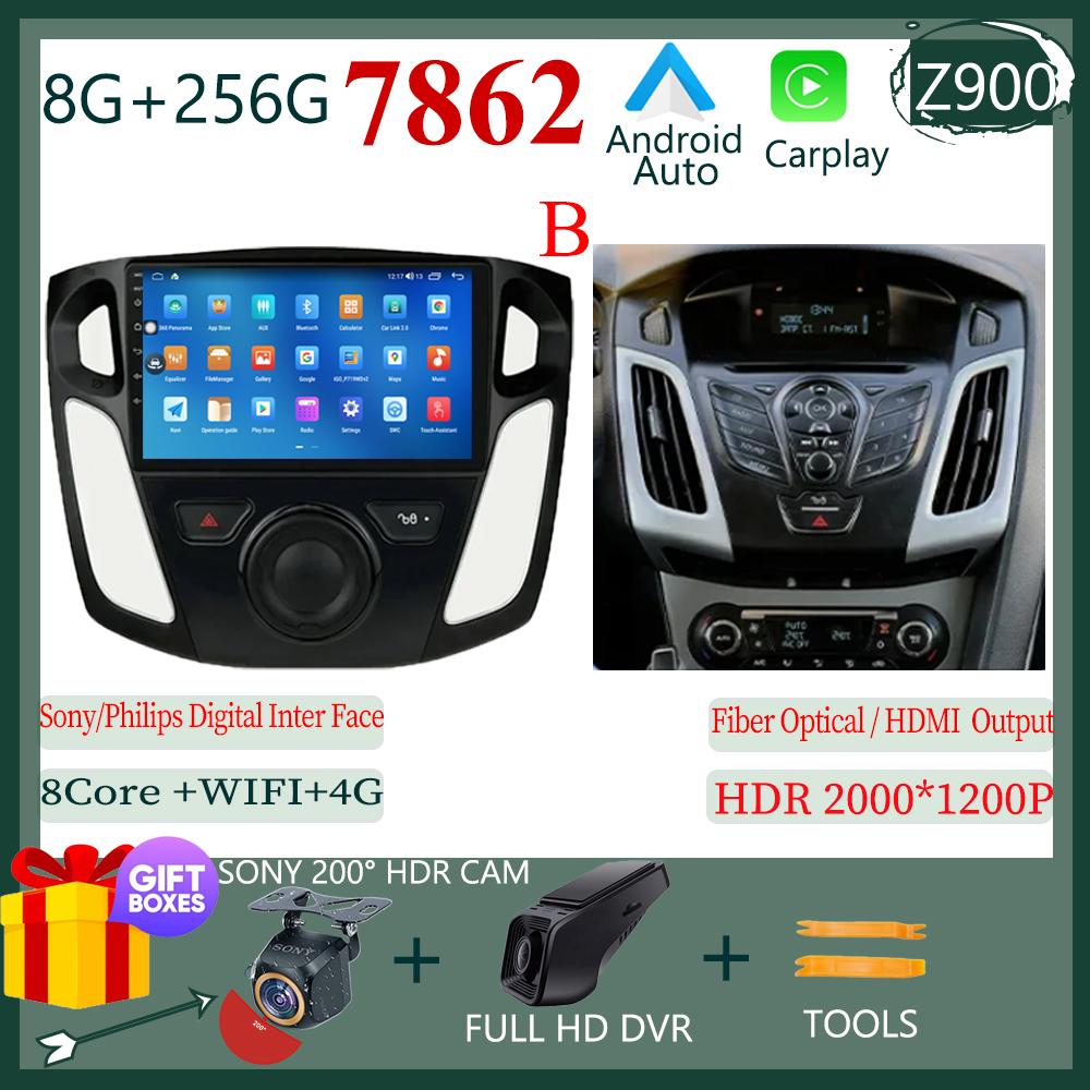 Android 14 Head Unit For Ford Focus 3 Mk 3 2011 -2019 Car Radio Video Player GPS Stereo Navigation Auto Touch QLED Screen WIFI