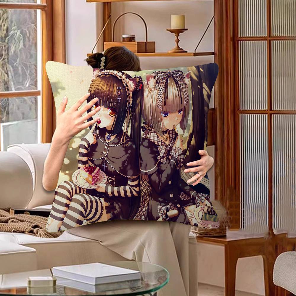 Cartoon Nekopara Pillow Anime Pillow Sofa Bed Head Pillow Cover Cushion Cover 45x45 Cm Fashion